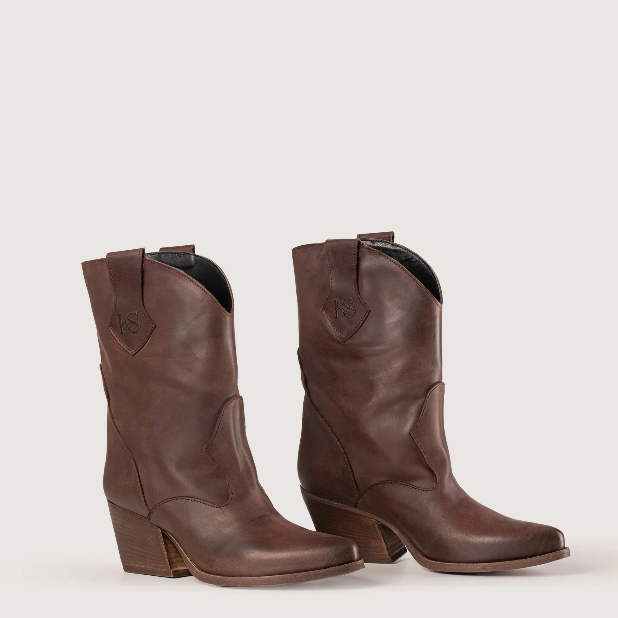 Montana Dark Brown Leather Texan Ankle Boots sold by Kali Shoes product image thumbnail 2