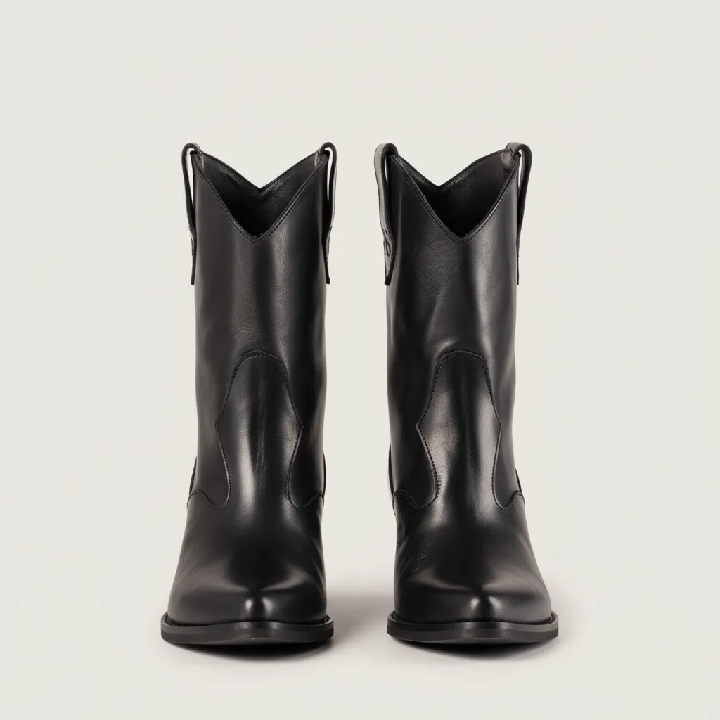Montana Black Leather Texan Ankle Boots sold by Kali Shoes product image thumbnail 4