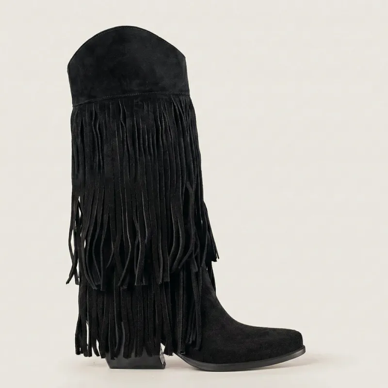 Fryda Black Western Boots made by Kali Shoes