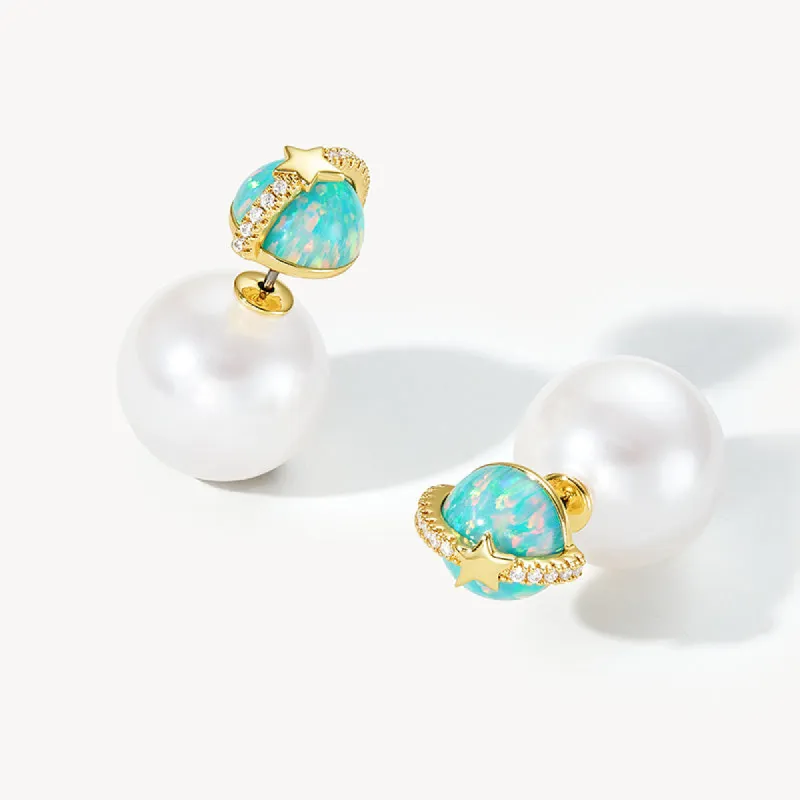 Heliocentric Pearl Opal Earrings sold by Lola Rose