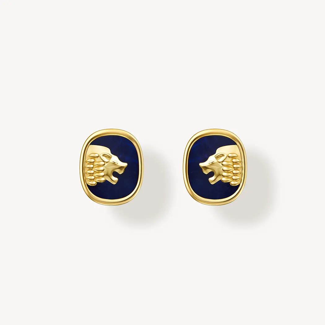Lion Lapis Lazuli Earrings sold by Lola Rose