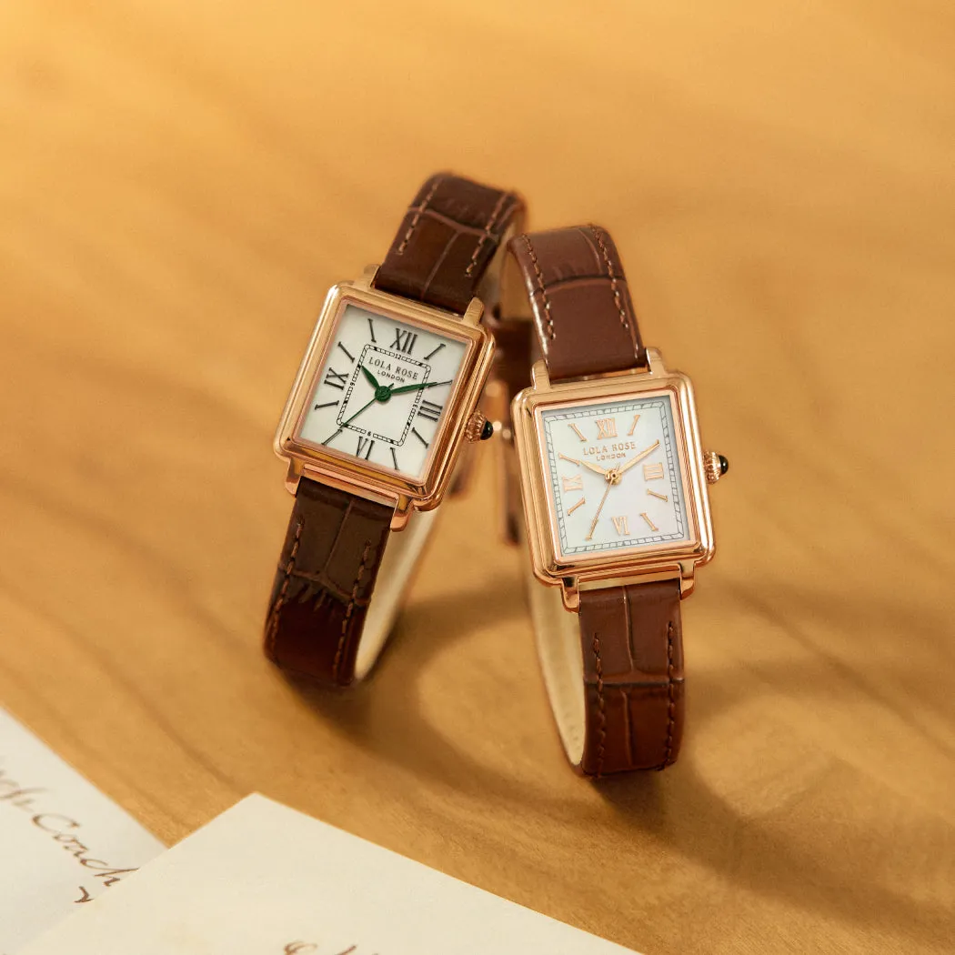 New Cube Mother of Pearl Watch (Green hand) sold by Lola Rose product image thumbnail 2