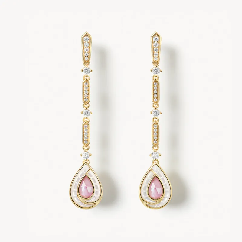 Pink Mother-of-Pearl Chain Earrings sold by Lola Rose