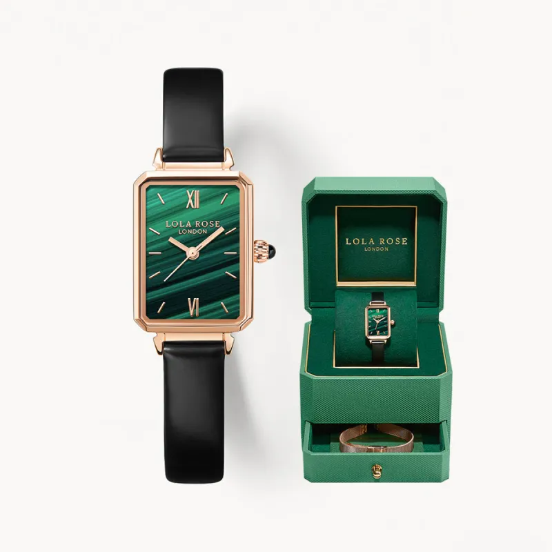 Malachite Textured Watch With Two Strap Set sold by Lola Rose