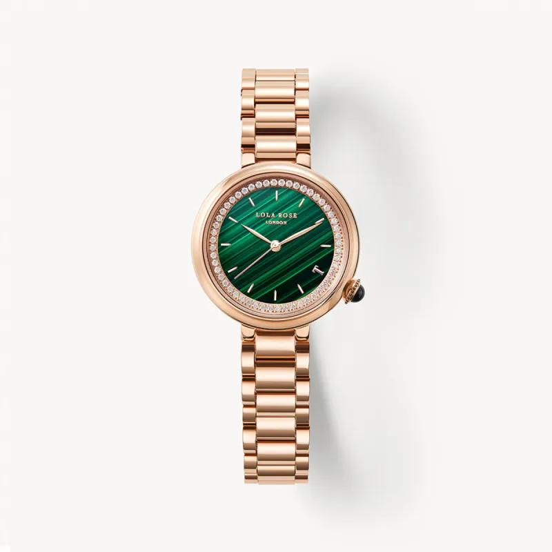 Malachite Watch With Rose Gold sold by Lola Rose