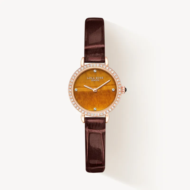 Tiger's Eye Watch With Zircon made by Lola Rose