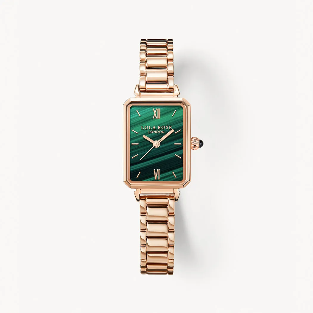Rose Gold Malachite Textured Watch sold by Lola Rose