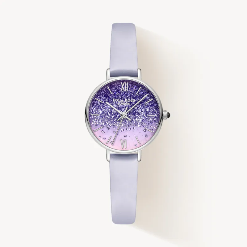 Gradient Sparkle Amethyst Watch With White Gold Case sold by Lola Rose