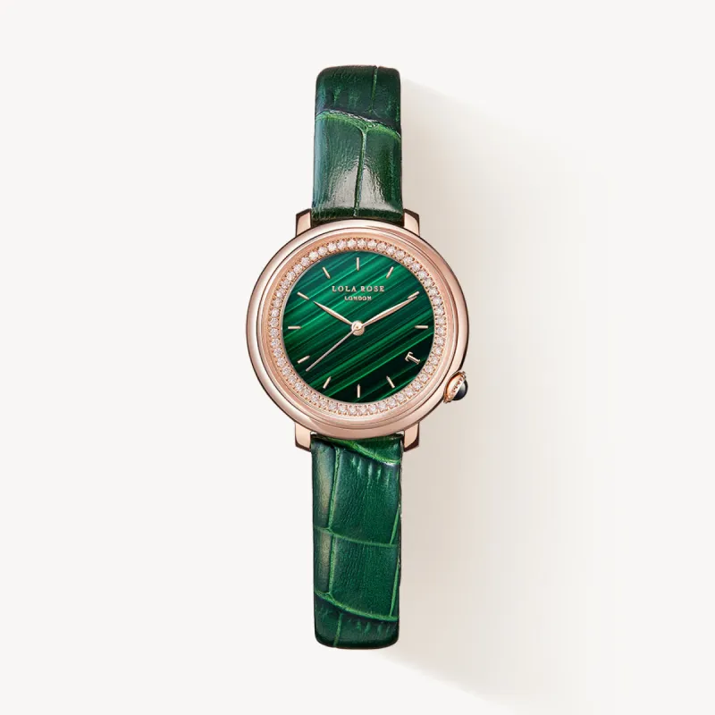 Malachite Watch With Zircon sold by Lola Rose