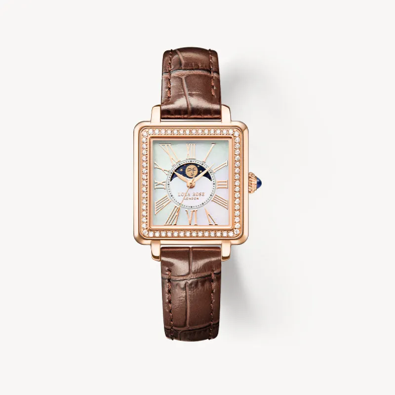 New Cube Mother of Pearl Moon Phase Watch sold by Lola Rose