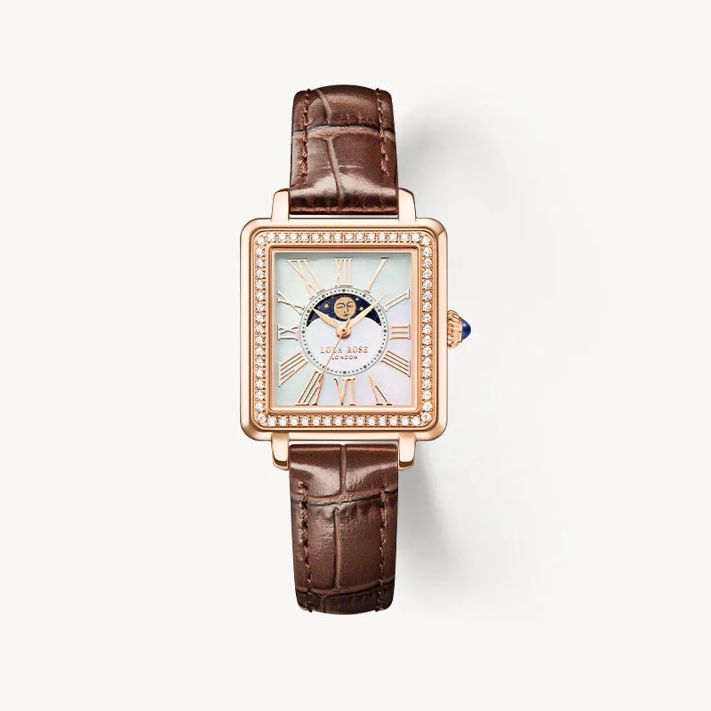 New Cube Mother of Pearl Moon Phase Watch sold by Lola Rose