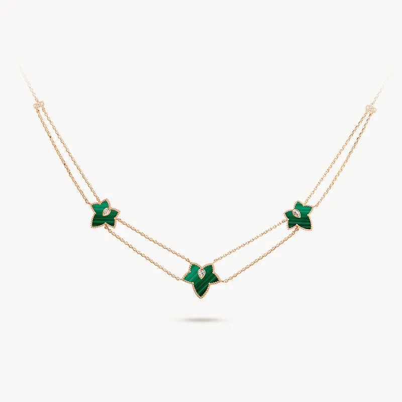 Malachite Bead Three-Leaf Necklace sold by Lola Rose