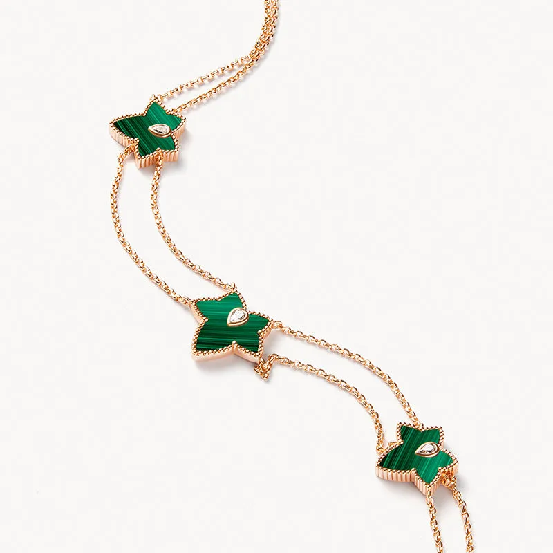 Malachite Bead Three-Leaf Necklace sold by Lola Rose product image thumbnail 3