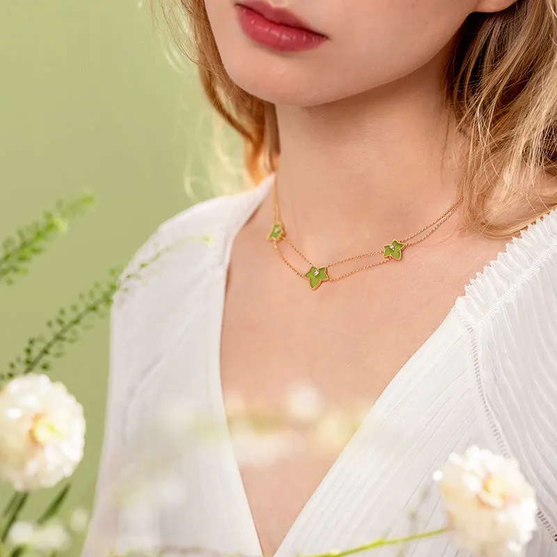 Ivy Green Onyx Bead Three-Leaf Necklace sold by Lola Rose product image thumbnail 5