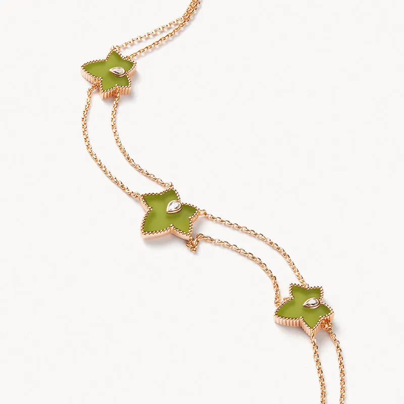 Ivy Green Onyx Bead Three-Leaf Necklace sold by Lola Rose product image thumbnail 3