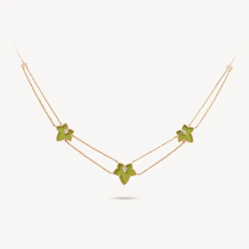 Ivy Green Onyx Bead Three-Leaf Necklace sold by Lola Rose