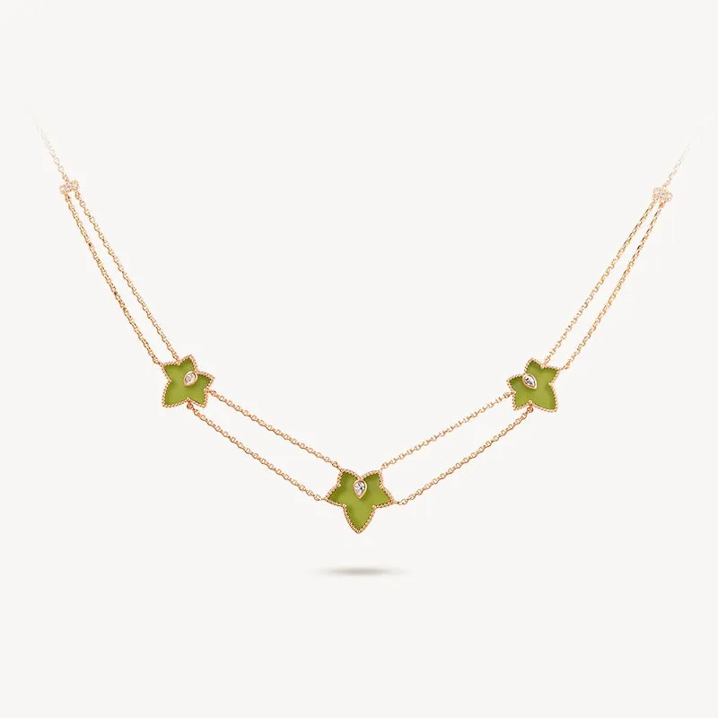 Ivy Green Onyx Bead Three-Leaf Necklace sold by Lola Rose