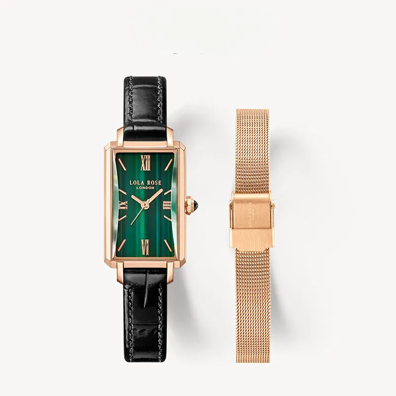 Slender Waist Malachite Textured Watch with Two Strap Set sold by Lola Rose