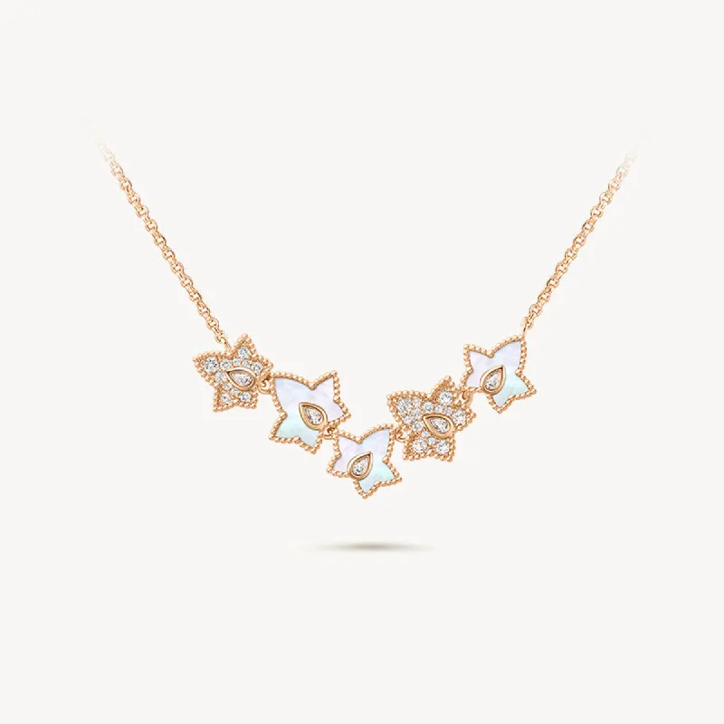 [New In] Mother of Pearl Bead Necklace, 5-leaf motif sold by Lola Rose