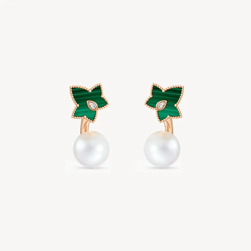 [New In] Malachite Bead Earrings with Pearls sold by Lola Rose