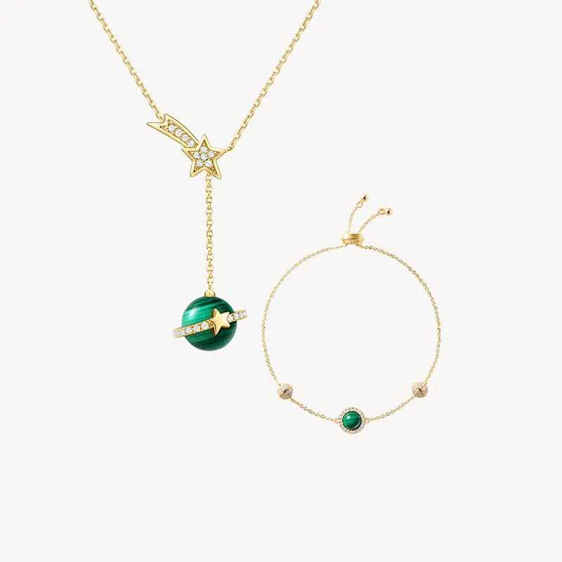 Malachite Necklace & Bracelet Gift Set sold by Lola Rose