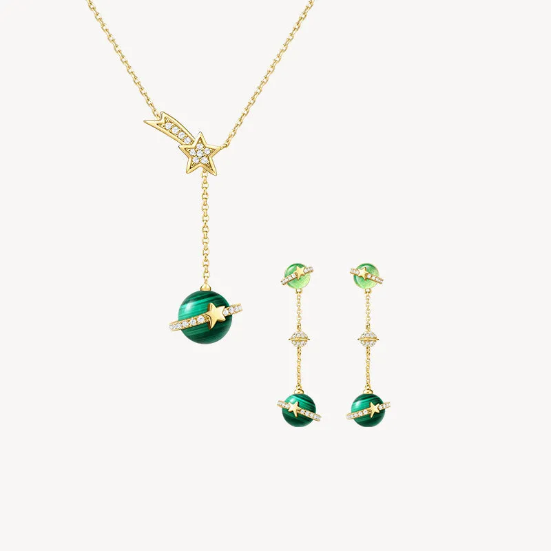 Malachite Necklace & Earrings Gift Set sold by Lola Rose