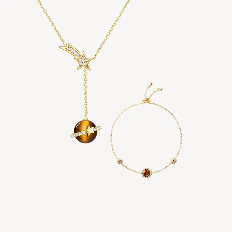 Tiger's Eye Necklace & Bracelet Gift Set sold by Lola Rose