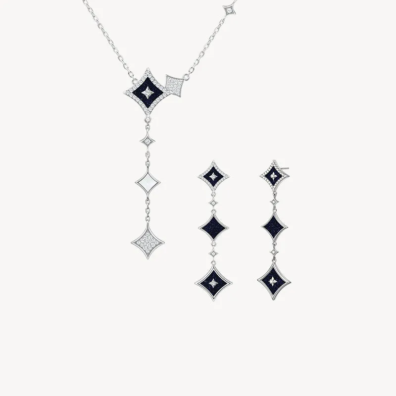 Blue Sandstone Chain Necklace & Earrings Gift Set sold by Lola Rose