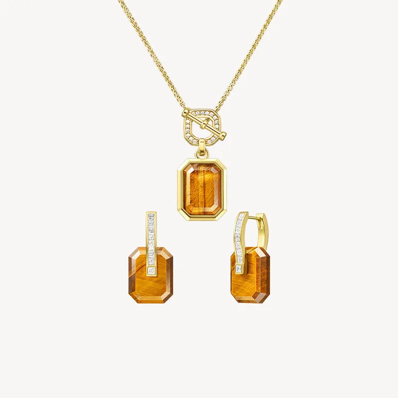 Ms. Lola Tiger's Eye Necklace & Earrings Gift Set sold by Lola Rose
