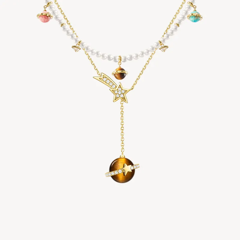 Heliocentric Freshwater Pearl & Tiger's Eye Necklace Gift Set sold by Lola Rose