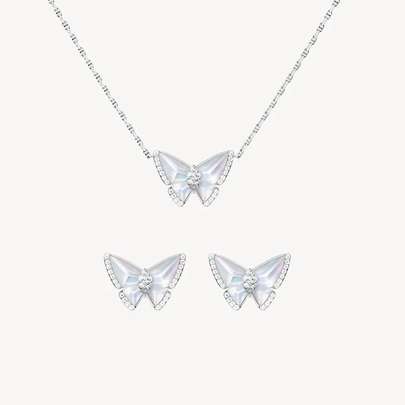 Crystal Butterfly Artificial Pearl Necklace & Earrings Gift Set sold by Lola Rose