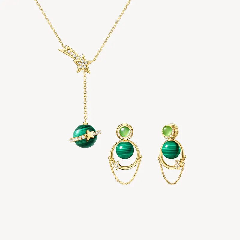 Malachite Necklace & Earrings Gift Set sold by Lola Rose