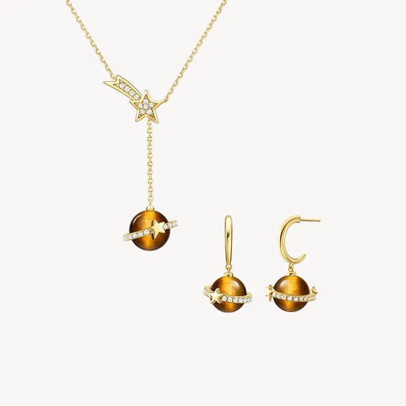 Tiger's Eye Necklace & Drop Earrings Gift Set sold by Lola Rose product image thumbnail 2