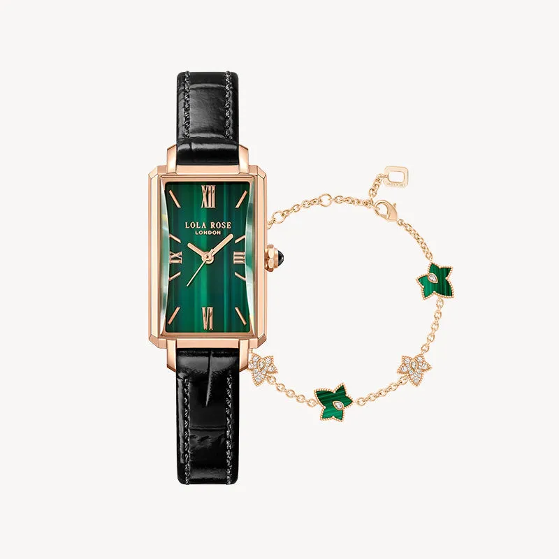 Slender Waist Malachite Textured Watch & Bracelet Gift Set sold by Lola Rose