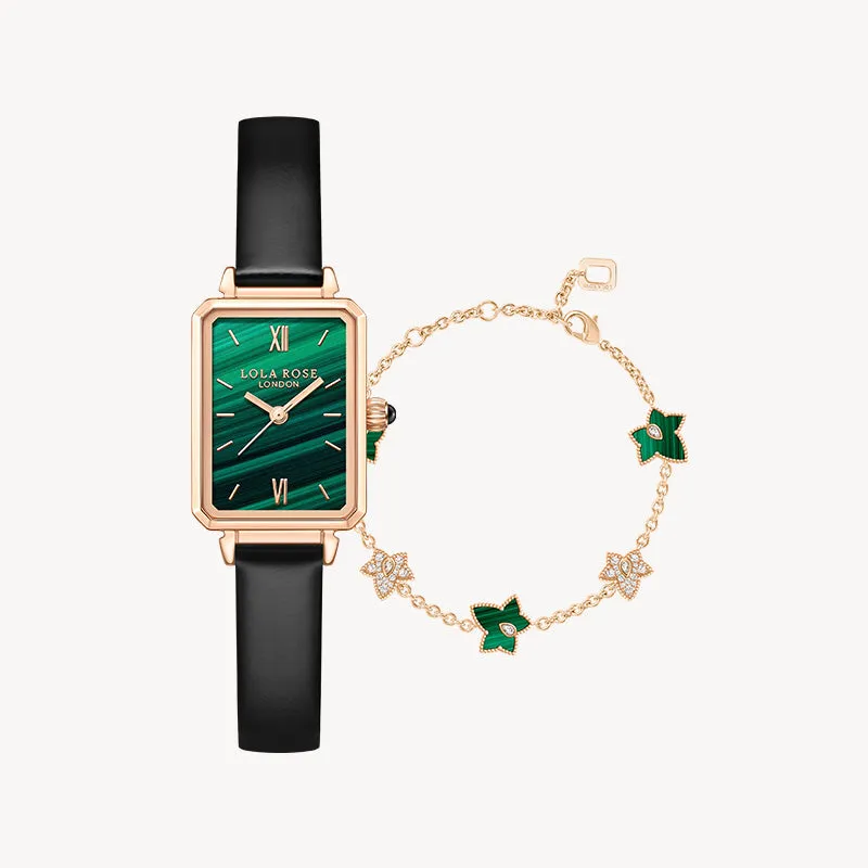 Malachite Textured Watch & Bracelet Gift Set sold by Lola Rose