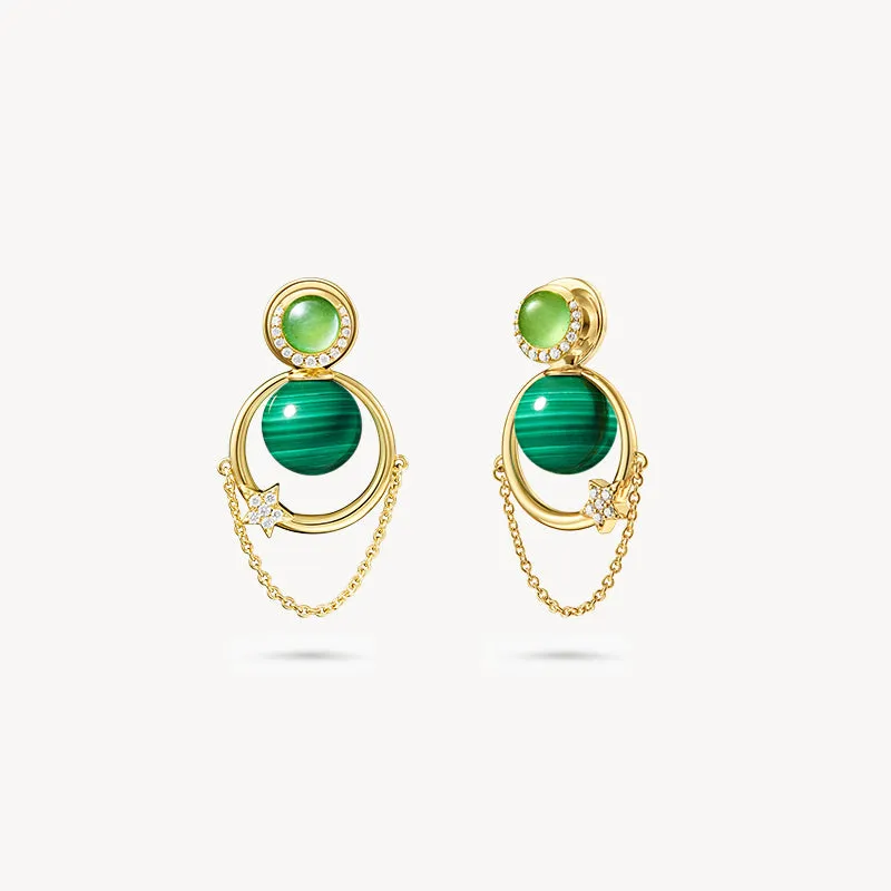 Heliocentric Malachite Earrings with Chain Accents sold by Lola Rose