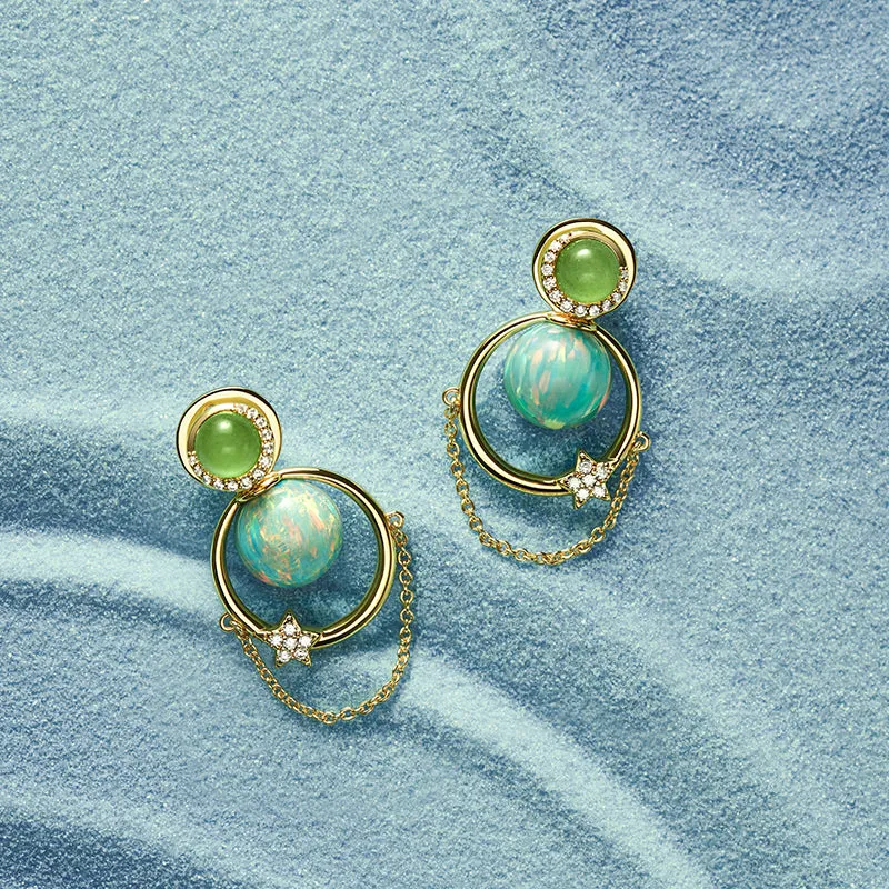 Heliocentric Opal Earrings with Chain Accents sold by Lola Rose product image thumbnail 4
