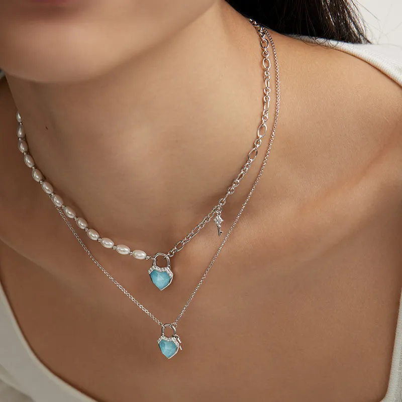 New In Amazonite & Clear Quartz Necklace with Artificial Pearls sold by Lola Rose product image thumbnail 3