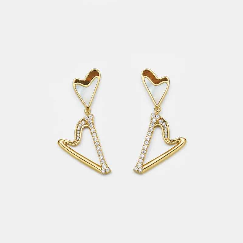 Double Heart Mother of Pearl Earrings sold by Lola Rose