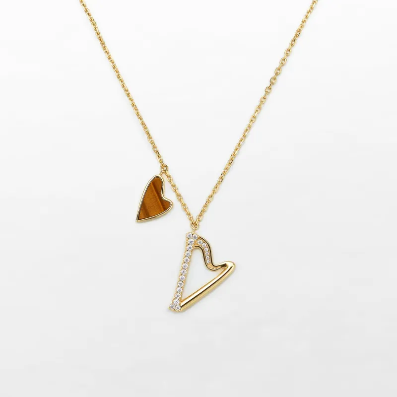 Tiger's Eye Heart Pendant Necklace sold by Lola Rose