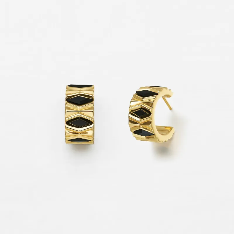 Pediment Black Onyx Earrings sold by Lola Rose