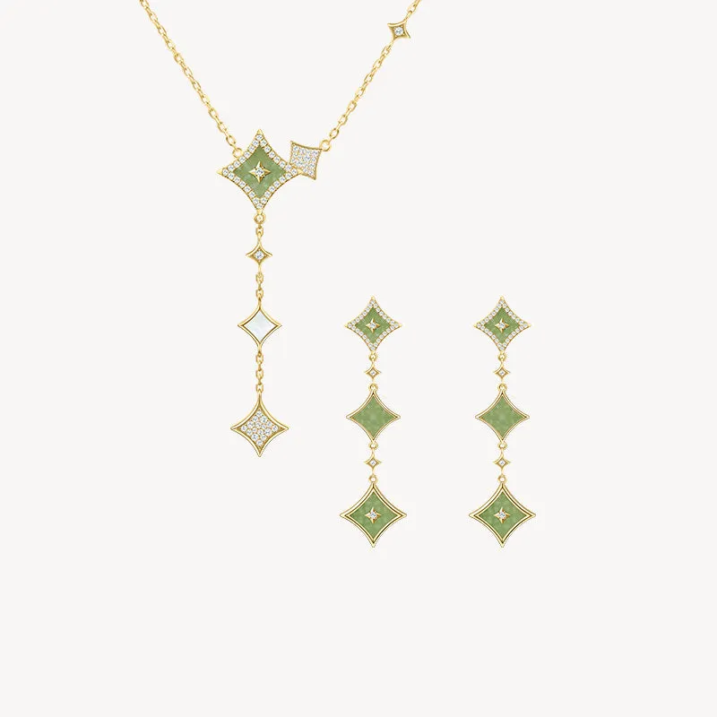 Aventurine Chain Necklace & Earrings Gift Set sold by Lola Rose