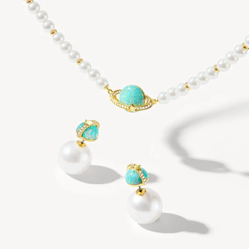 Heliocentric Freshwater Pearl Opal Necklace sold by Lola Rose