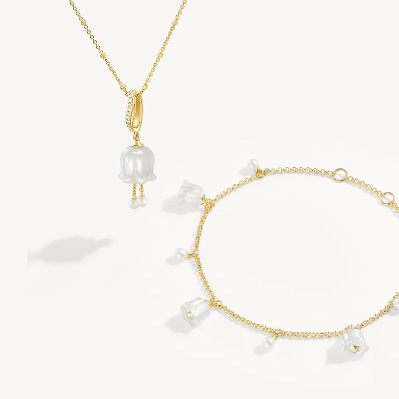 New Lily of the Valley Necklace & Bracelet Gift Set sold by Lola Rose