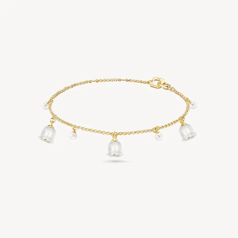 New Lily of the Valley Bracelet with Freshwater Pearl sold by Lola Rose
