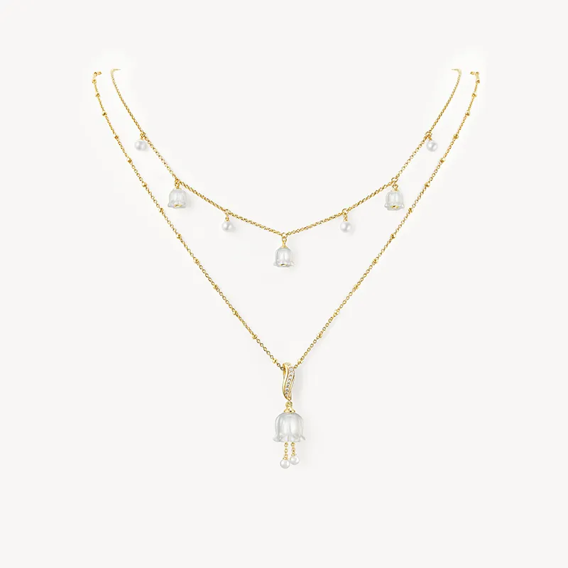 New Lily of the Valley Necklace with Freshwater Pearl sold by Lola Rose product image thumbnail 3