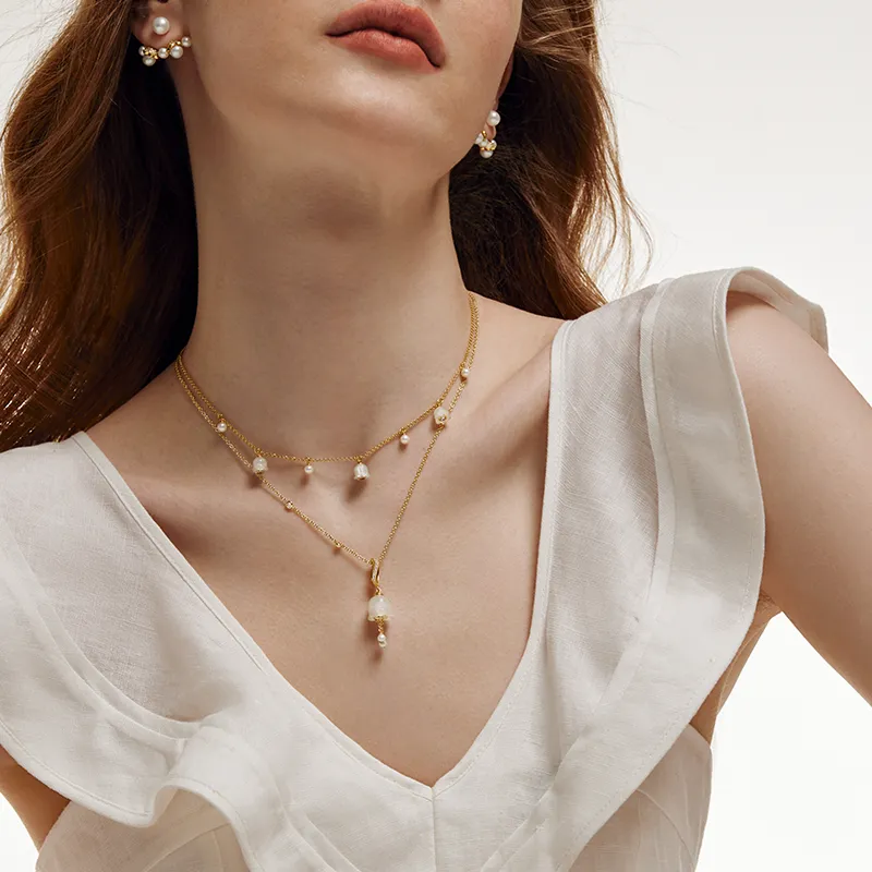 New Lily of the Valley Necklace with Freshwater Pearl sold by Lola Rose product image thumbnail 2