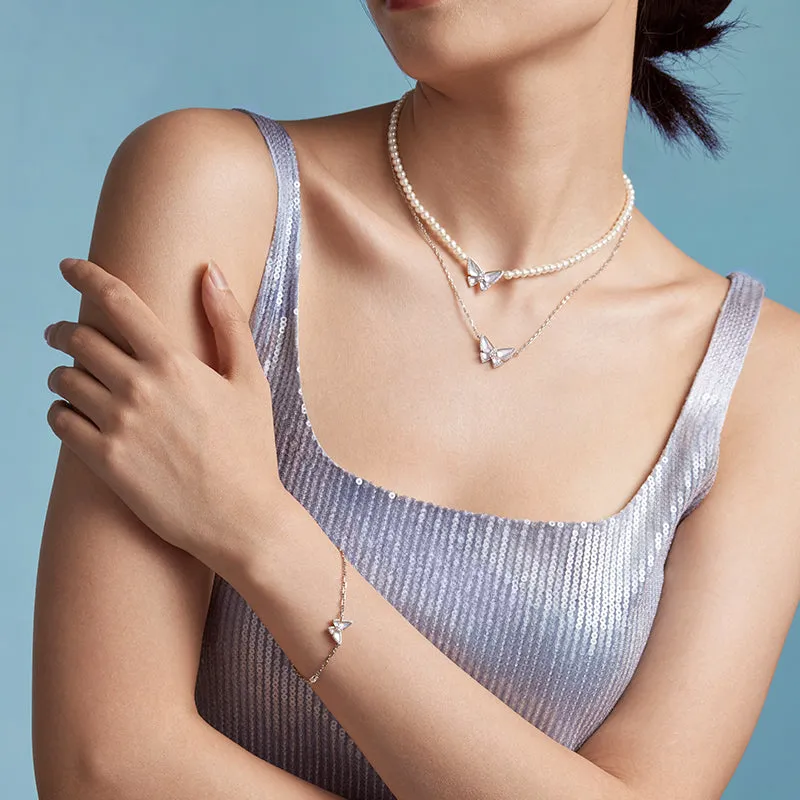 Crystal Butterfly Freshwater Pearl Necklace sold by Lola Rose product image thumbnail 2