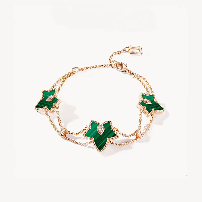 Malachite Bead Three-Leaf Bracelet sold by Lola Rose