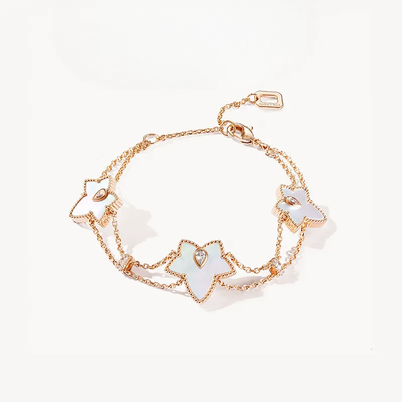 Mother of Pearl Bead Three-Leaf Bracelet sold by Lola Rose